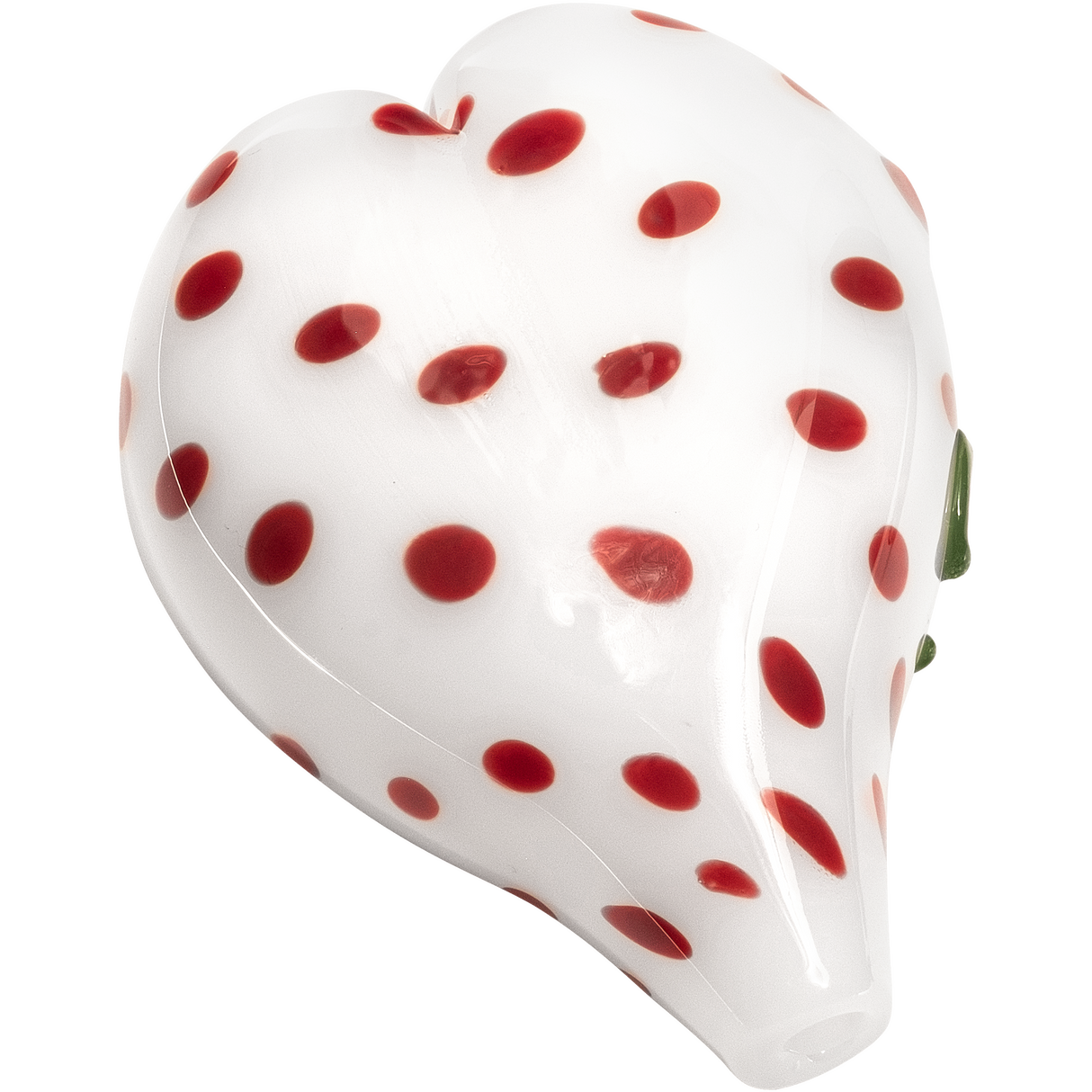 LA Pipes White Heart-Shaped Hand Pipe with Red Dots, Borosilicate Glass, Portable Design