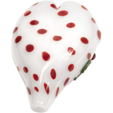LA Pipes White Heart-Shaped Hand Pipe with Red Spots, Compact Borosilicate Glass, Side View