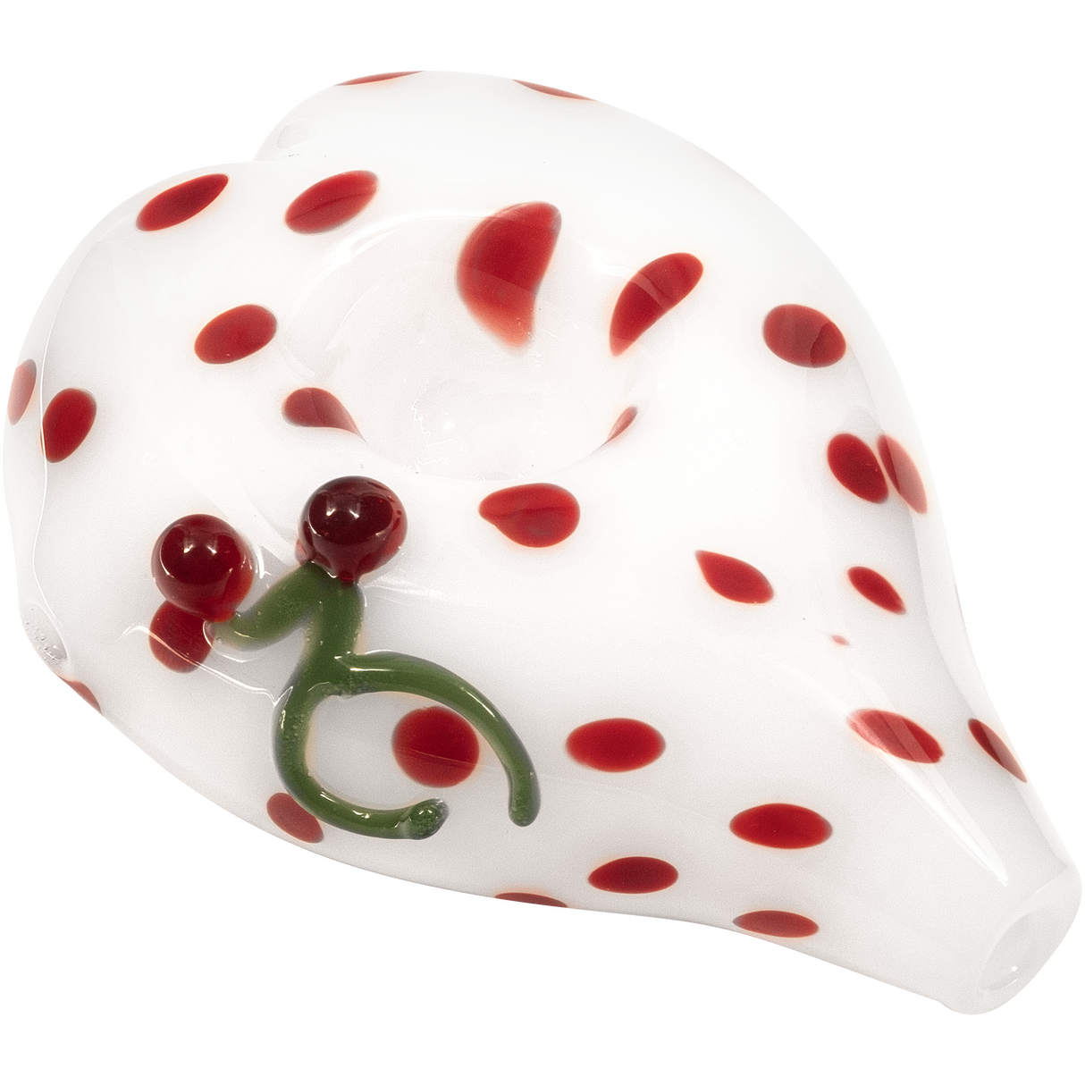 LA Pipes White Heart-Shaped Borosilicate Glass Hand Pipe with Red Spots - Portable Design