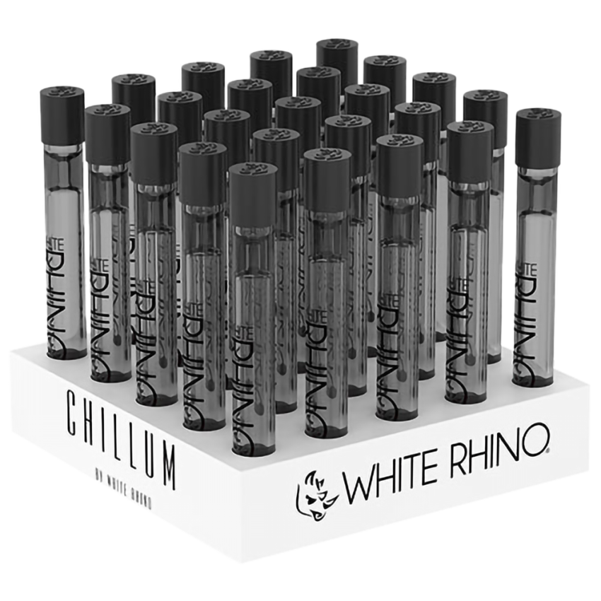 White Rhino Glass Chillum with Silicone Cap | Black | 4" | 25ct Display