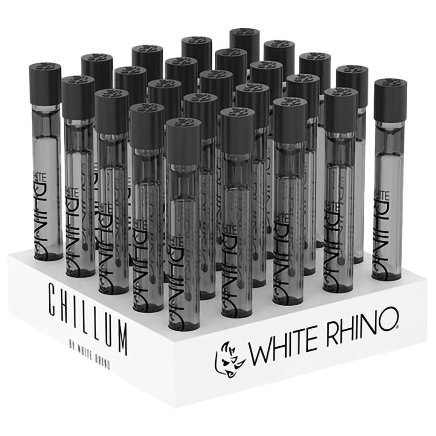 White Rhino Glass Chillum with Silicone Cap | Black | 4" | 25ct Display