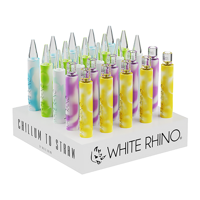 White Rhino Chillum To Straw | 5" | Glow In The Dark Assortment | 25ct Display