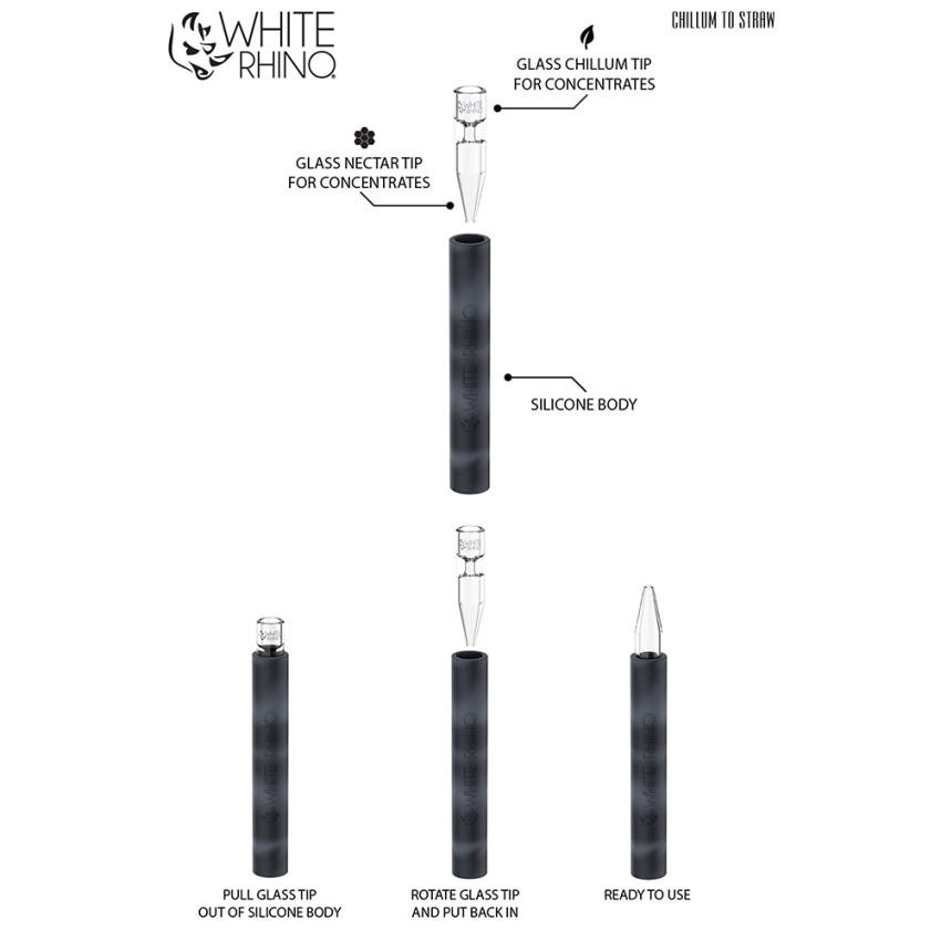 White Rhino Chillum To Straw | 5" | Original Assortment | 25ct Display