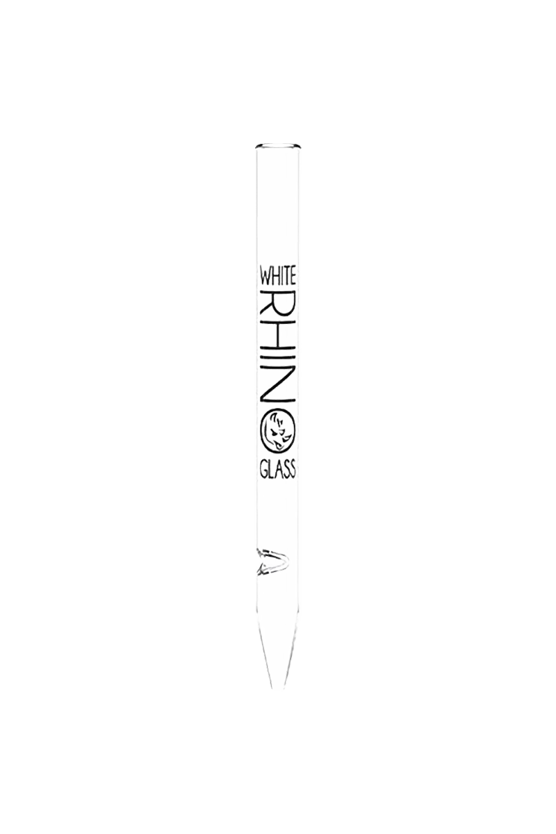 White Rhino Clear Glass Dab Straw with Silicone Cap, Compact and Portable, 5" Length