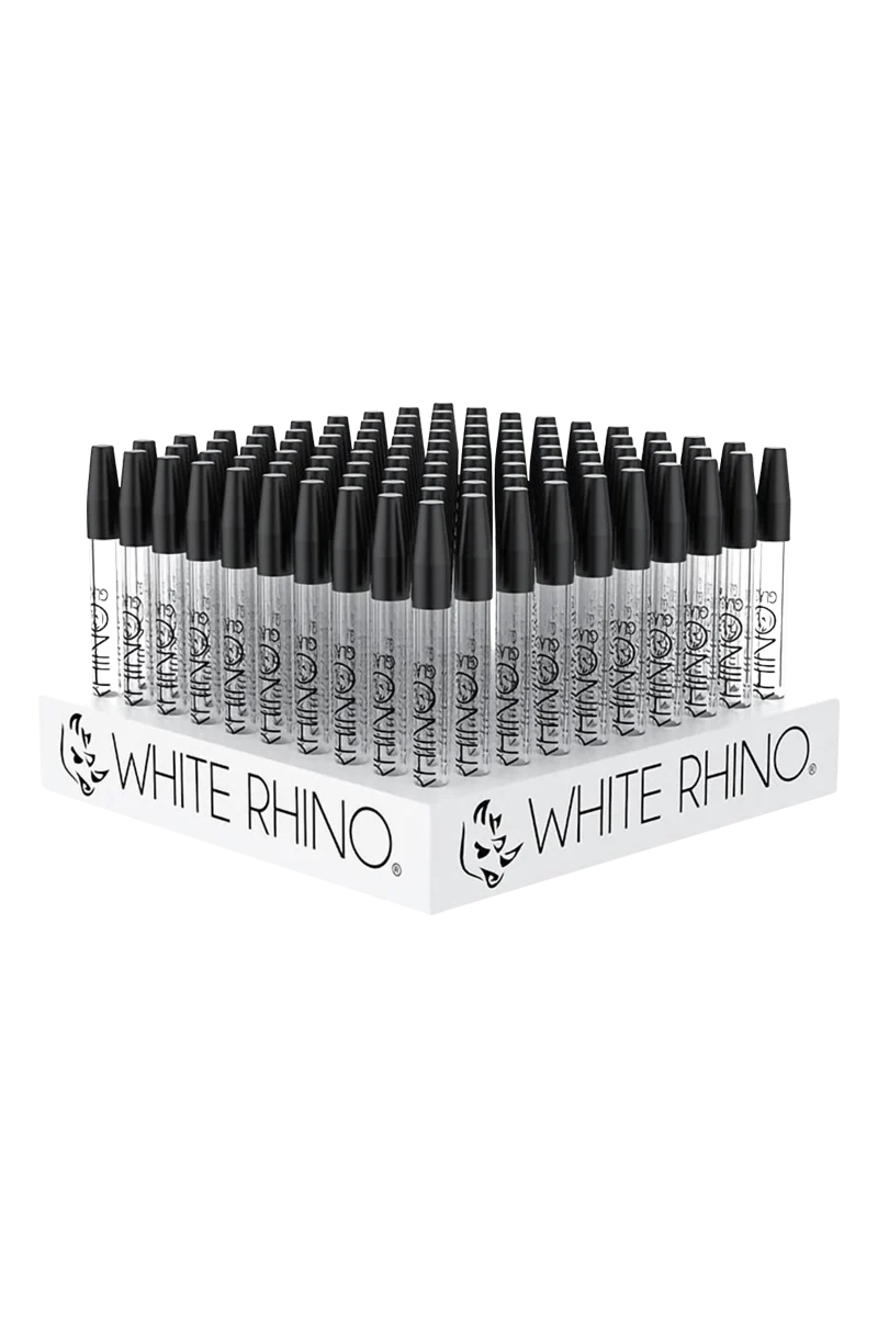 White Rhino Dab Straw Collectors pack, black silicone caps, clear borosilicate glass, portable