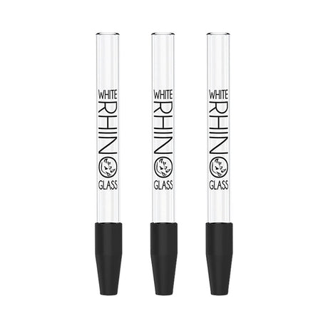 White Rhino Dab Straws with Silicone Caps, 5-inch, 25pc Display, Front View, Portable Design