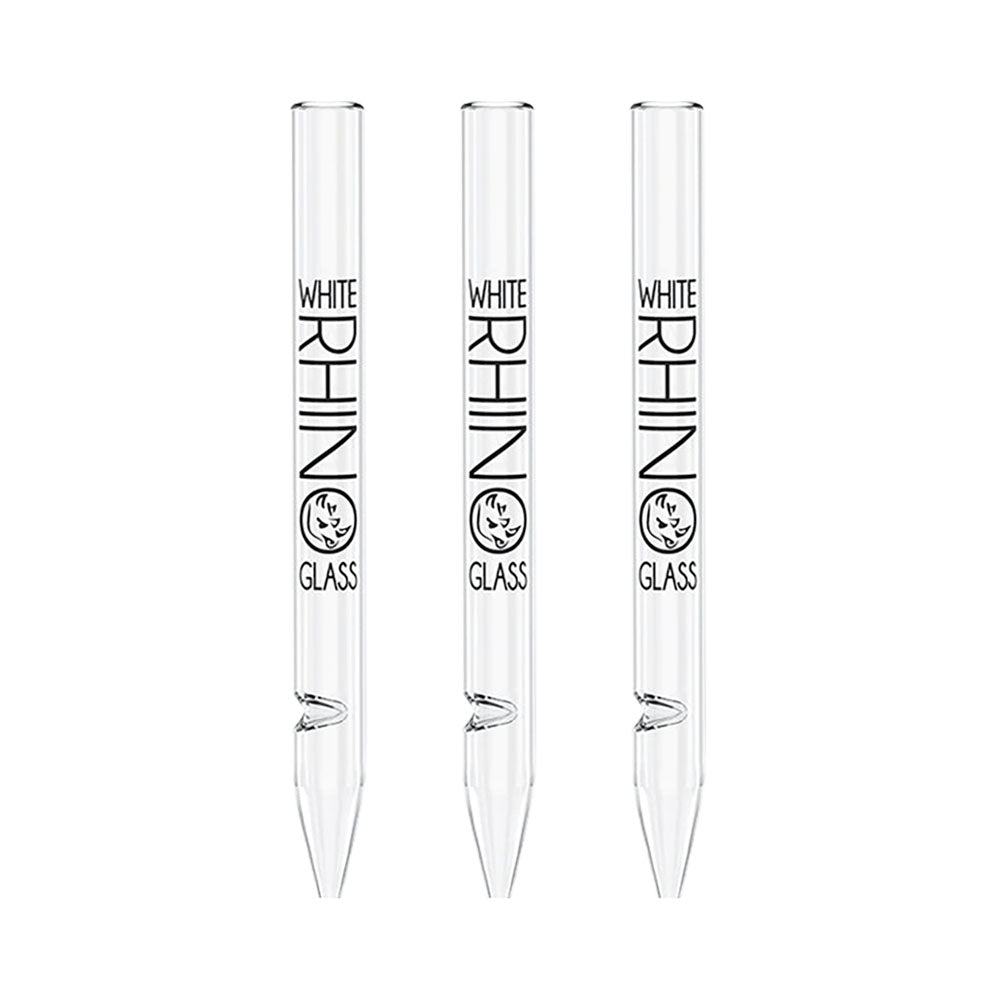 White Rhino Glass Dab Straws with Silicone Caps, 5" Borosilicate, 25pc Display