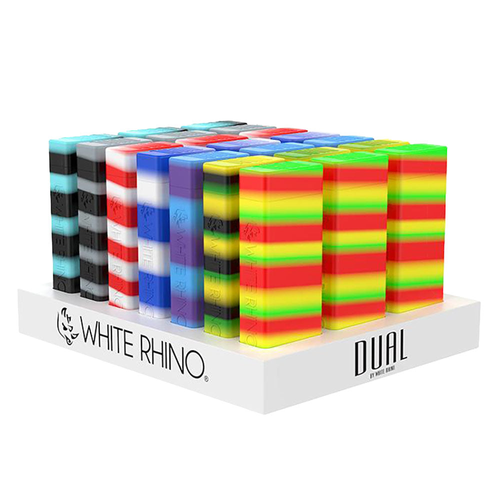 White Rhino Dual Silicone Containers in Assorted Colors with Straw, Compact and Portable