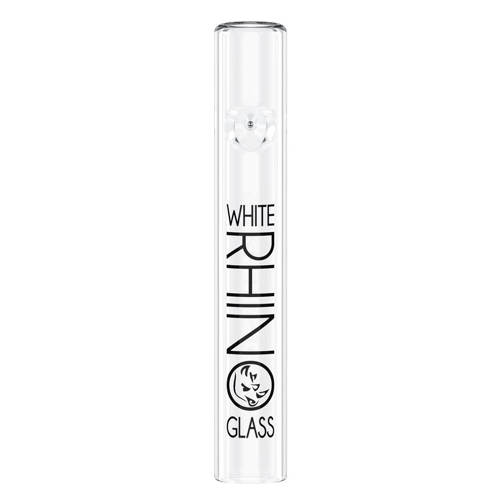 White Rhino Glass Steam Roller - Clear 5" Hand Pipe Front View for Dry Herbs