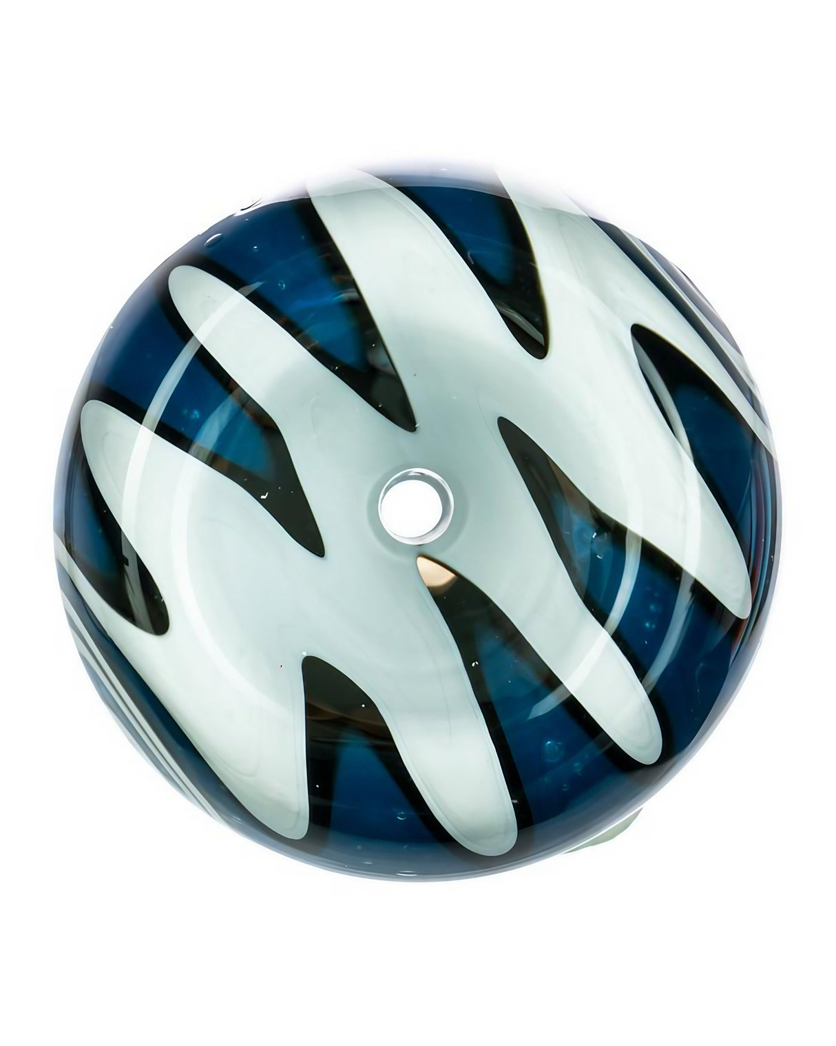 DankGeek White Wig Wag Bowl with Blue Accents, Top View, for 14mm Bongs