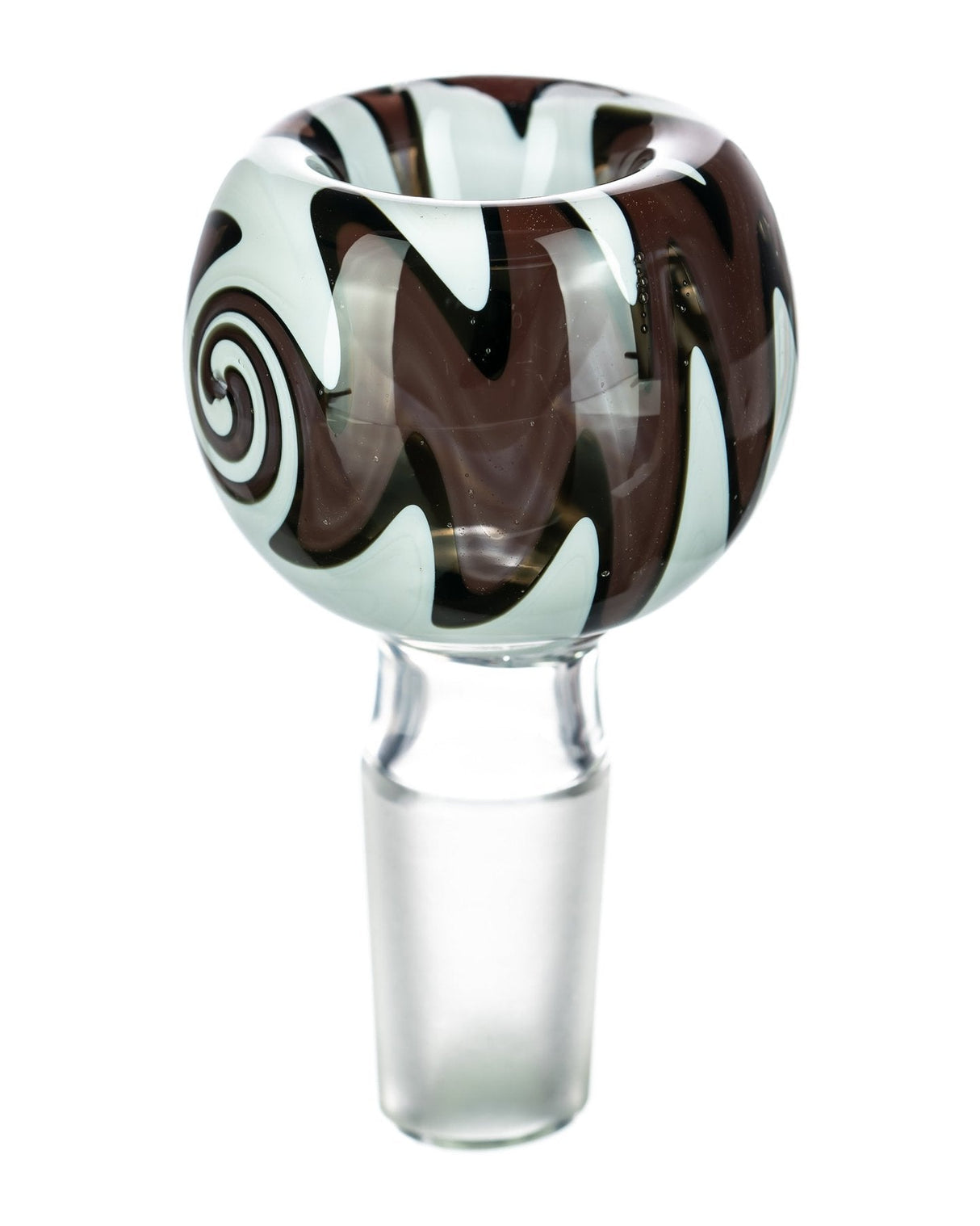 DankGeek White Wig Wag Bowl with Swirl Design in Red, Blue, and White Colors, Front View