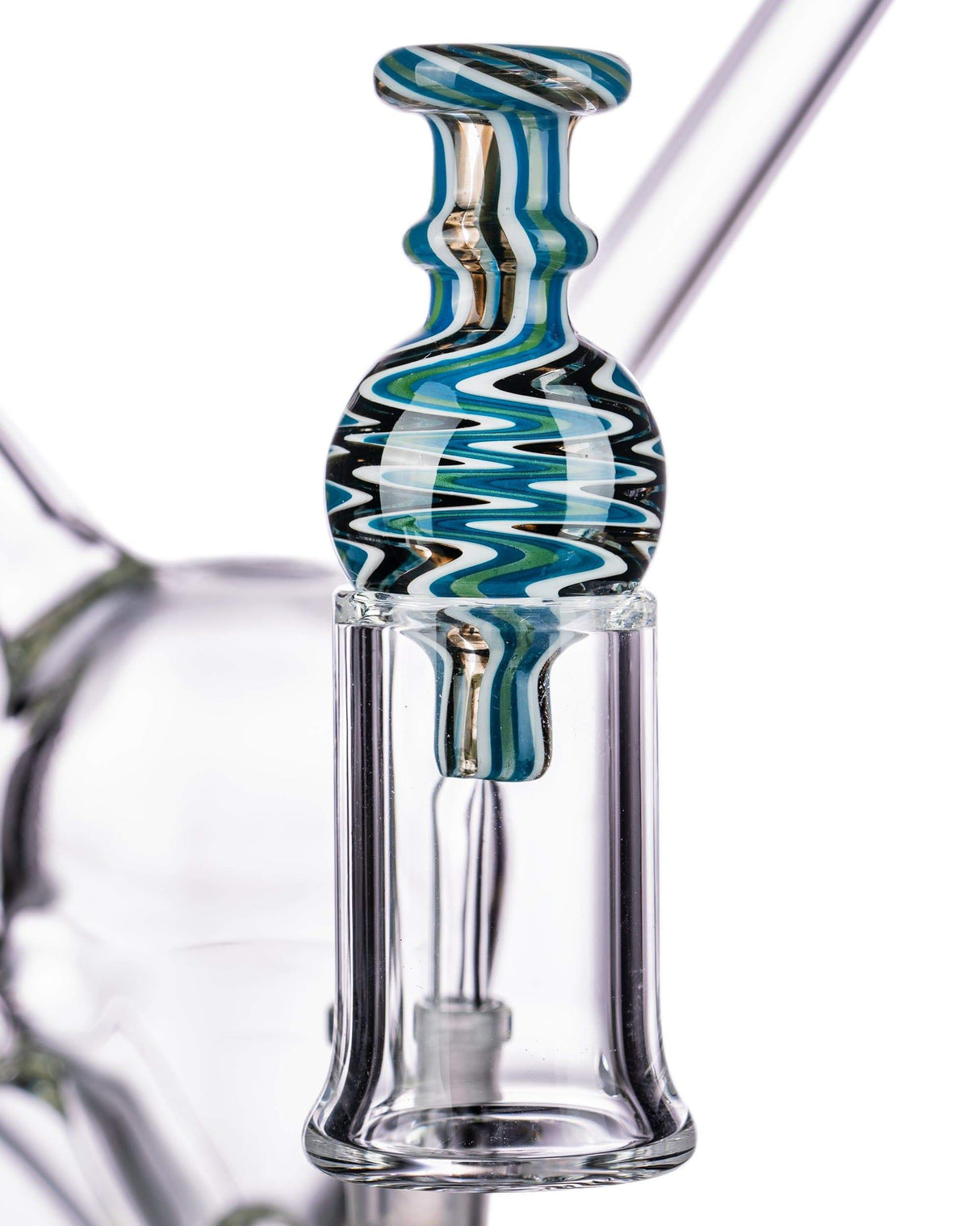 Borosilicate Glass Wig Wag Bubble Carb Cap for Dab Rigs, 2.5" Height, Close-up View
