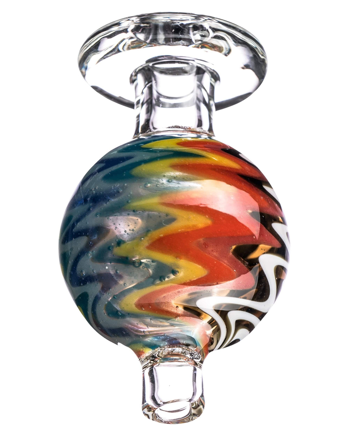 Wig Wag Bubble Carb Cap in Black, Blue, White Swirls for Dab Rigs - Front View