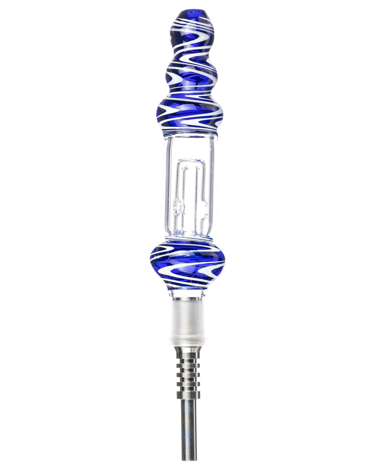 6" Wig Wag Glass Nectar Collector in Blue with Titanium Tip - Front View
