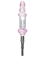 6" Wig Wag Glass Nectar Collector in Pink with Titanium Tip - Front View