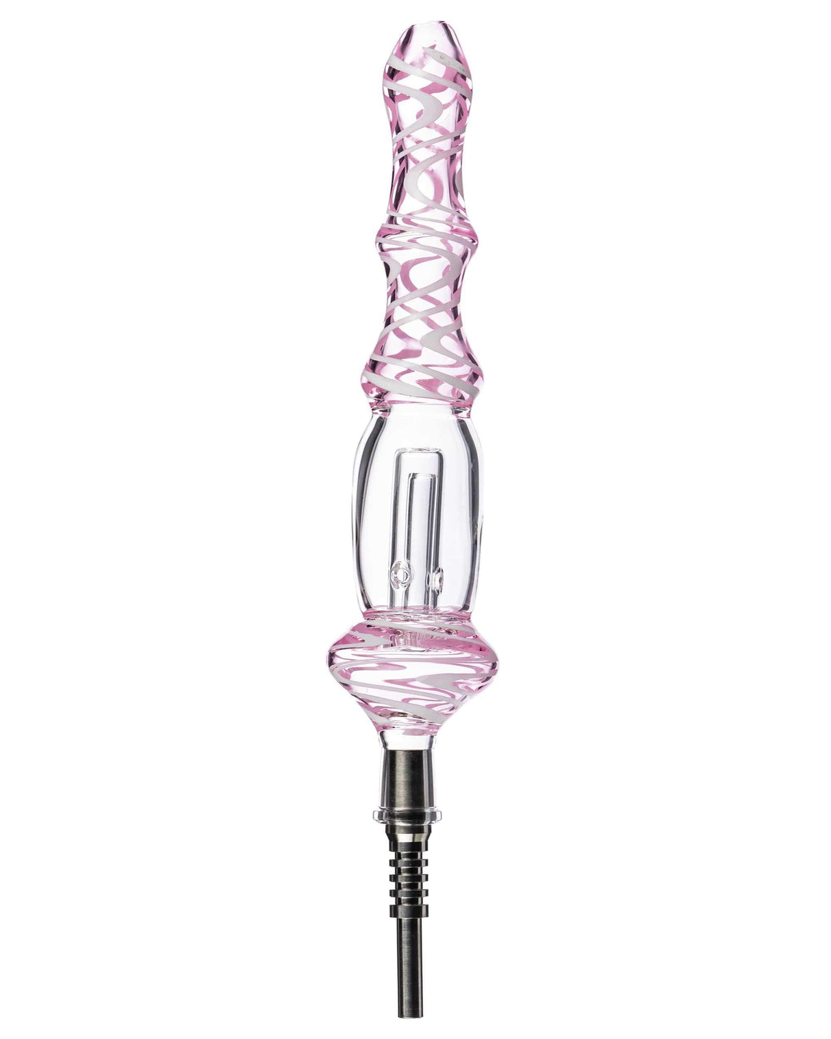 Valiant Distribution Wig Wag Glass Nectar Collector, 9" Pink, Portable Dab Straw with Titanium Tip
