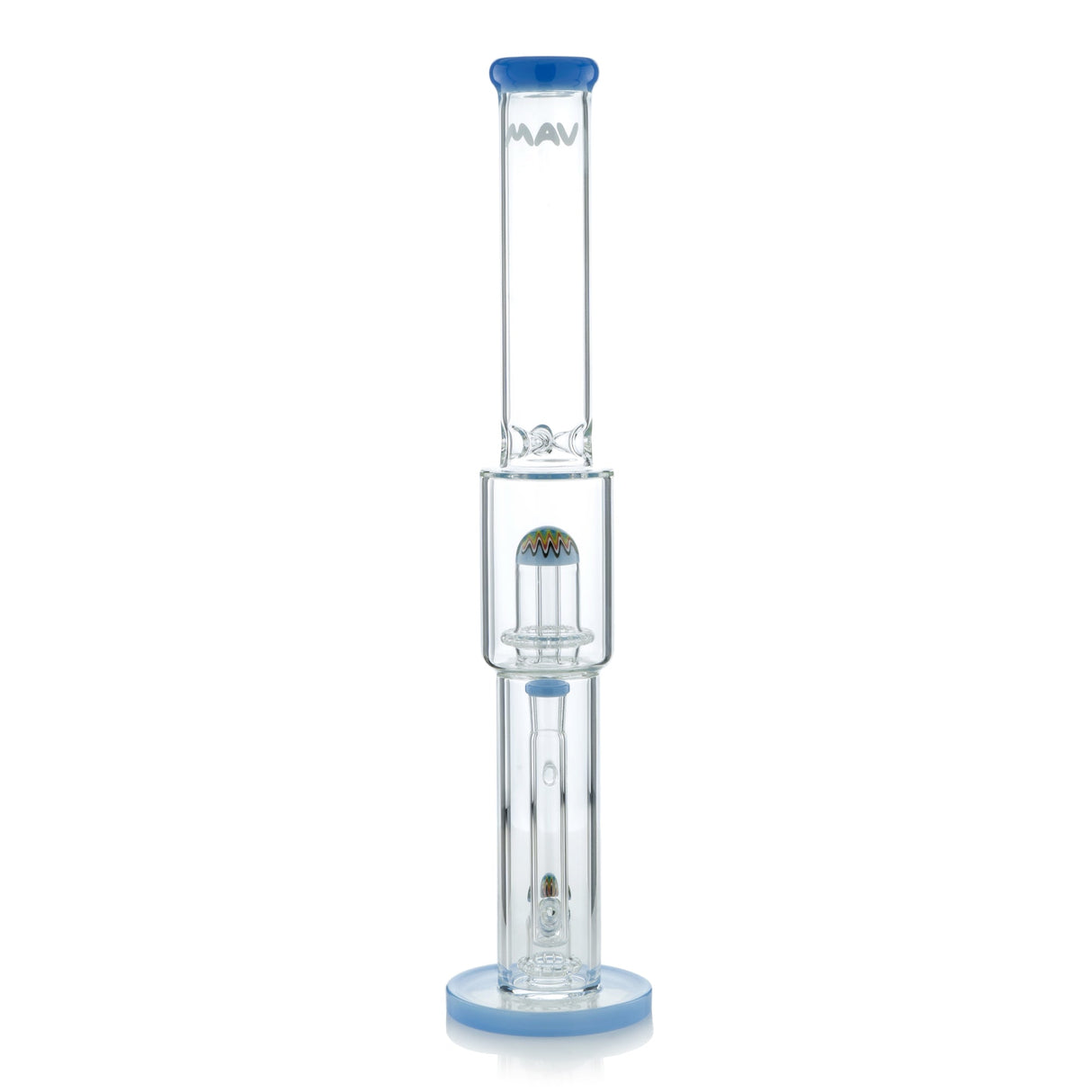 MAV Glass 18" Straight Tube Lavender with Double UFO Percs & Ice Pinch, Front View