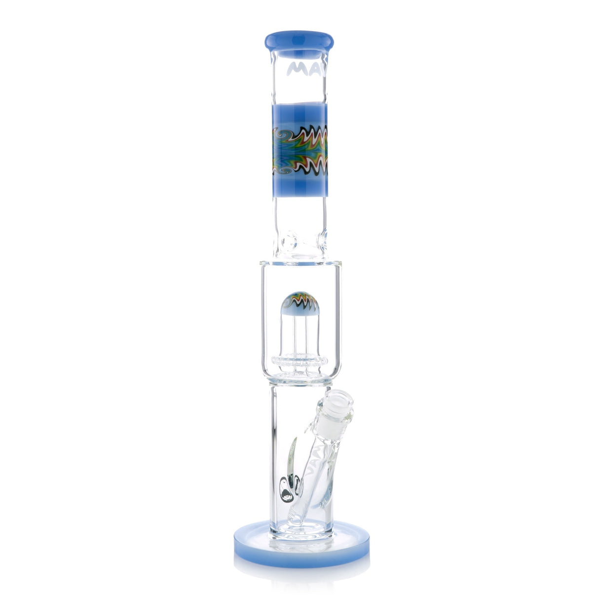 MAV Glass 16" UFO Reversal Perc Straight Tube Bong in Lavender with Ice Pinch - Front View