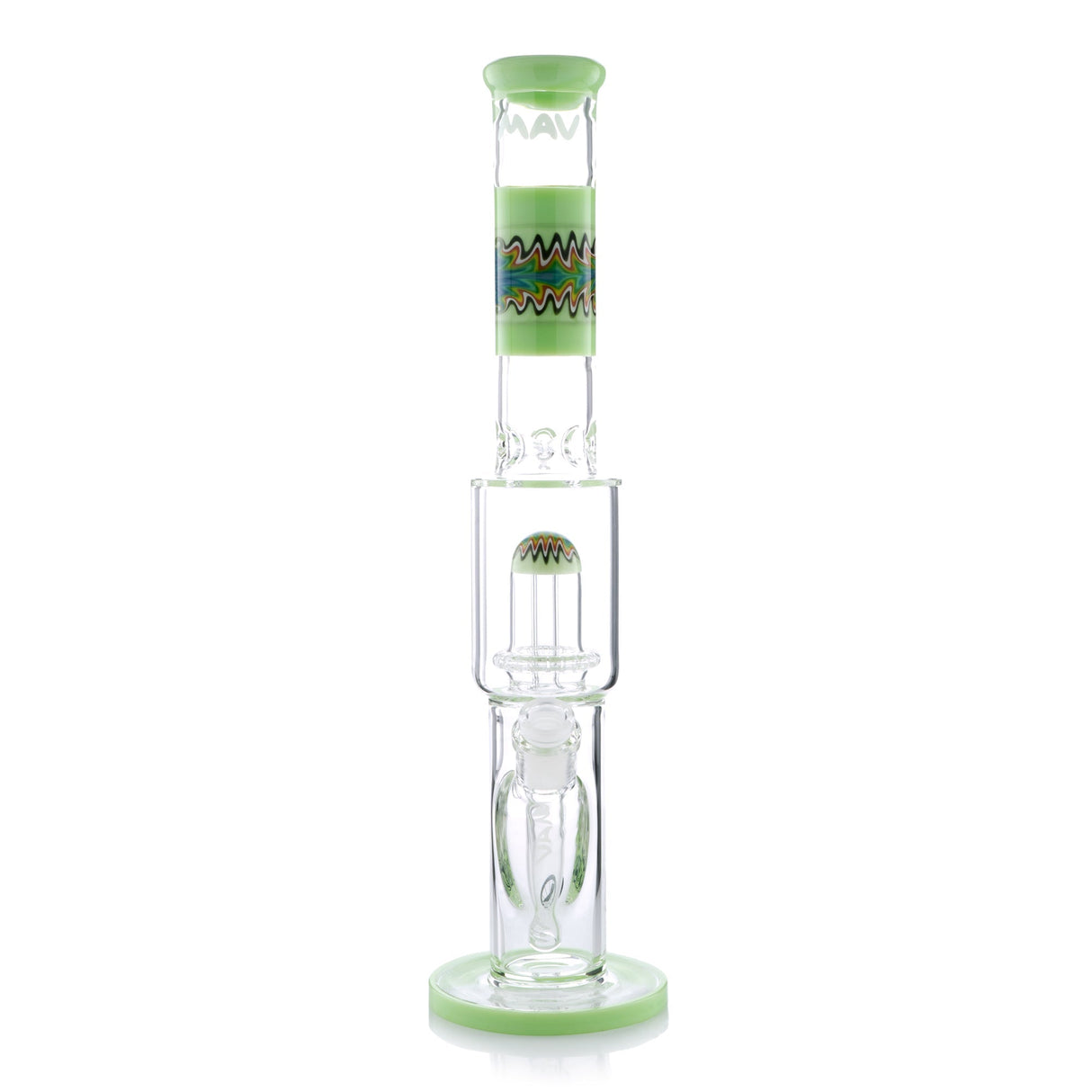 MAV Glass Wig Wag Reversal UFO Straight Bong with Intricate Design - Front View