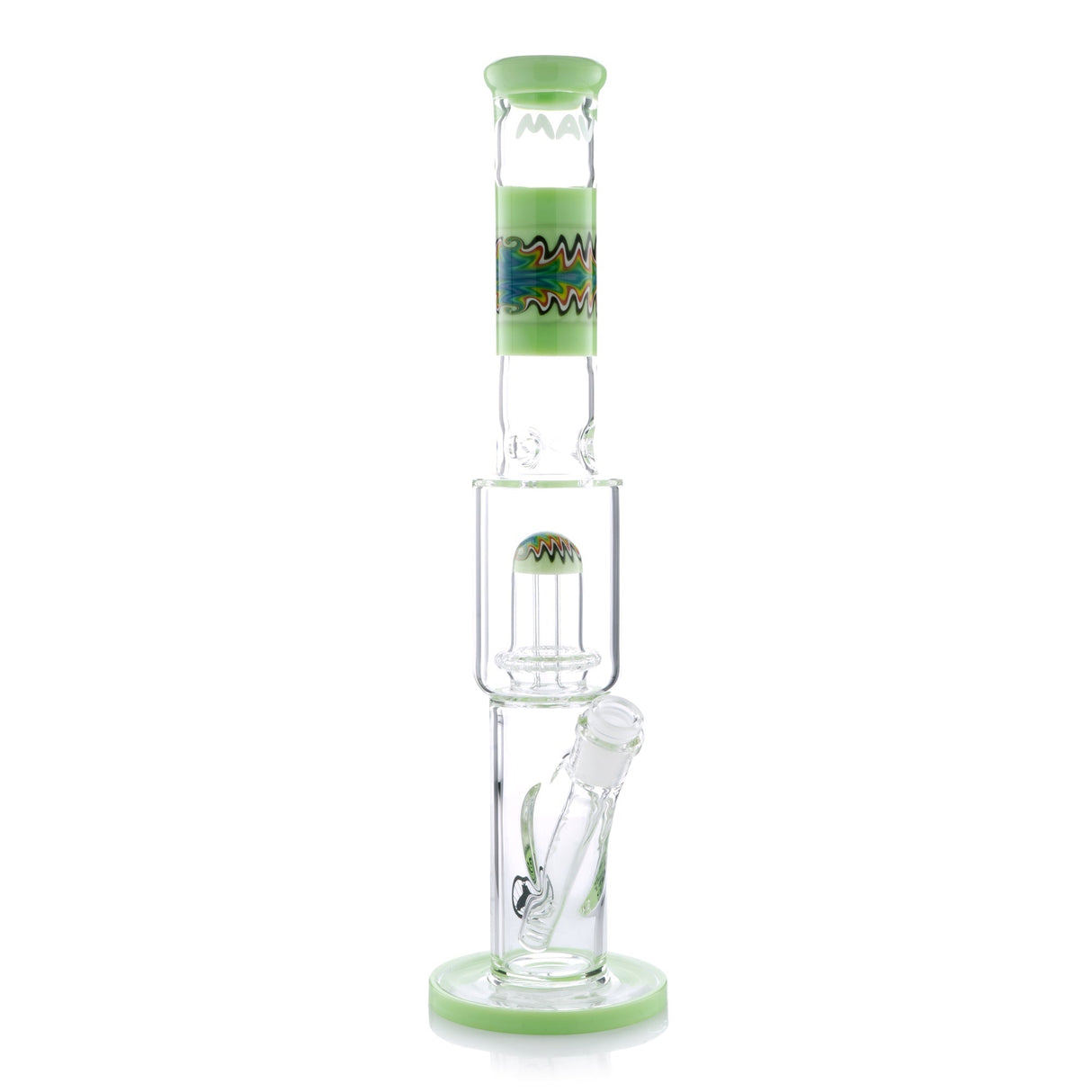 MAV Glass 16" Slime UFO Reversal Perc Straight Tube Bong with Ice Pinch - Front View