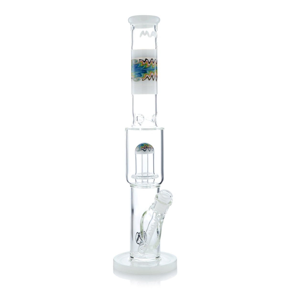 MAV Glass Wig Wag Reversal UFO Straight Bong front view on seamless white background