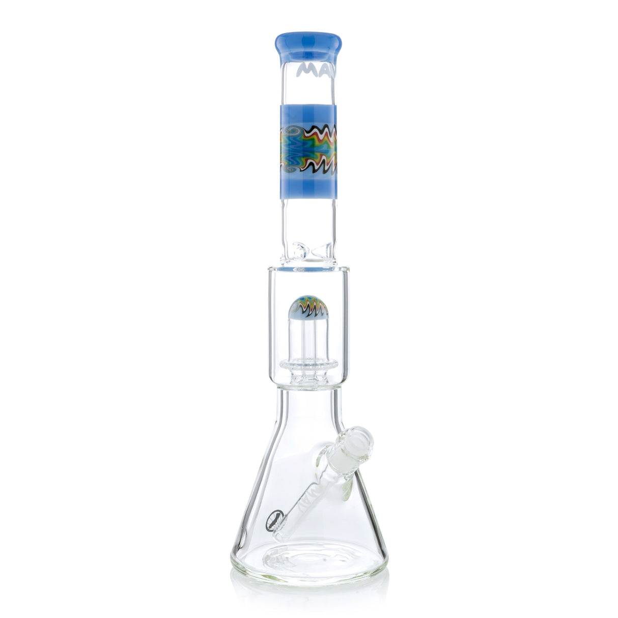 MAV Glass Lavender Wig Wag UFO Perc Beaker Bong with Ice Pinch & Splash Guard
