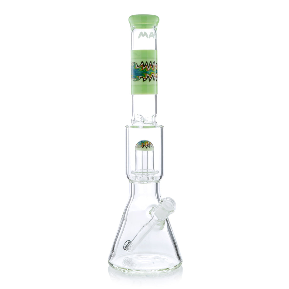 MAV Glass Wig Wag Reversal UFO Wide Beaker Bong - Front View on White