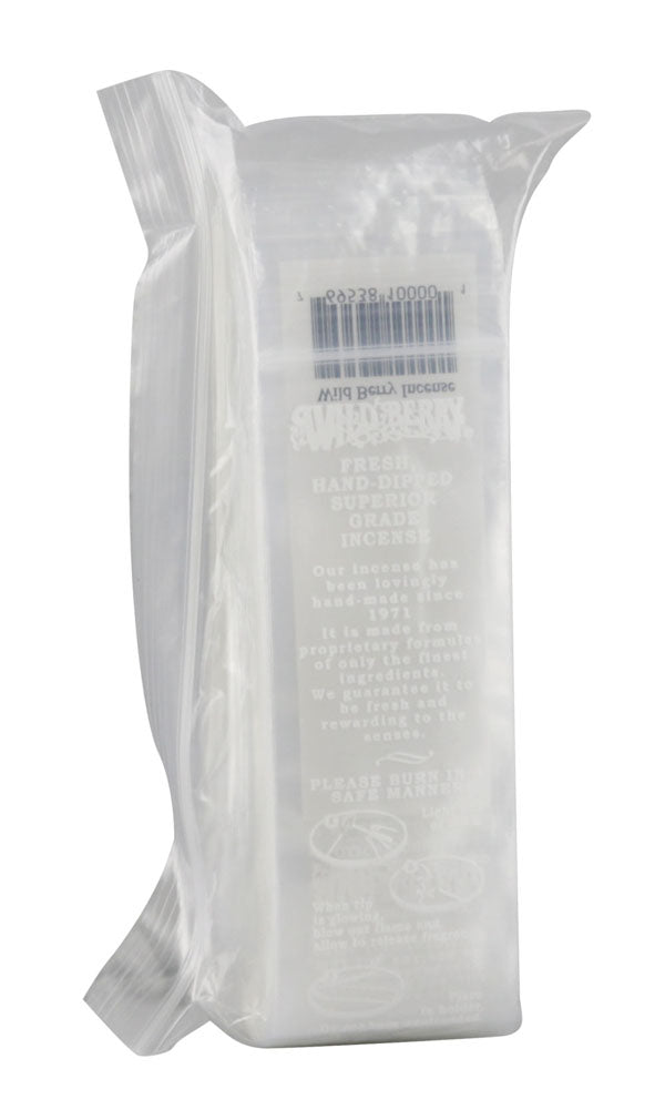 Wild Berry Incense Bags 100 Pack for Regular Sticks, Front View on Seamless White Background