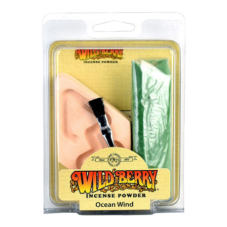 Wild Berry Ocean Wind Incense Powder Set, Front View, with Burner and Green Pouch