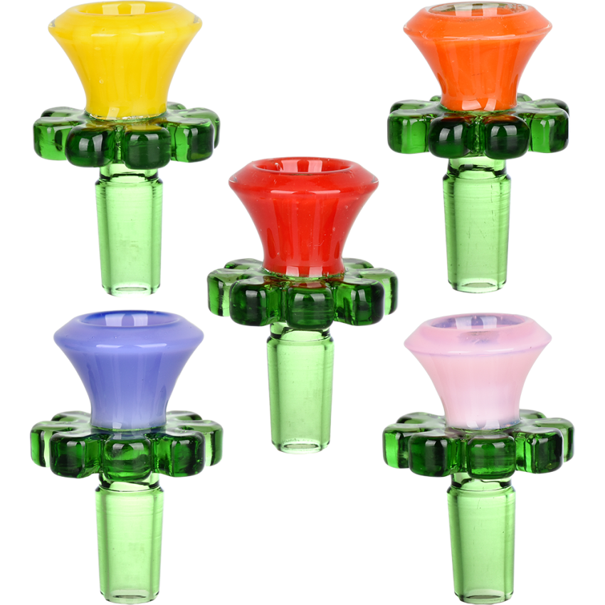 Wild Flower Herb Slide | 14mm M | Assorted Colors | 5ct Bundle