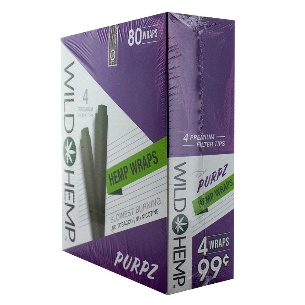 Wild Hemp Hemp Wraps in PURPZ variant, front view displaying 4 premium filter tips