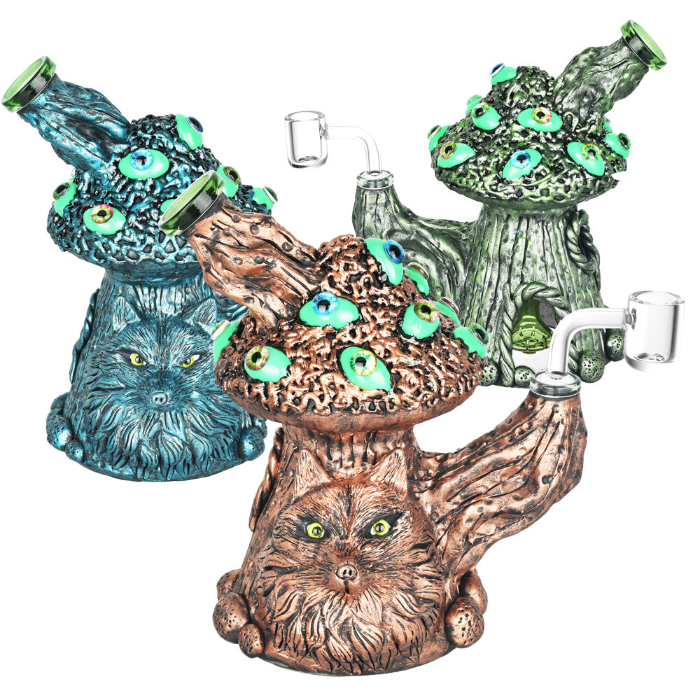 Wolf Is Watching Dab Rig Collection, 7.25" Tall, 14mm Female Joint, Borosilicate Glass, Front View