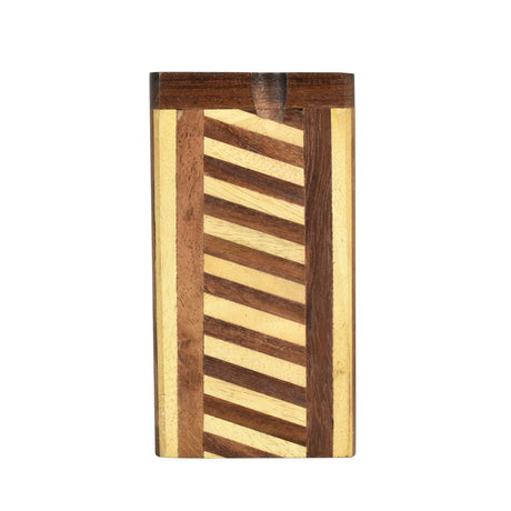 Assorted Wooden Dugout with Taster, 4", Striped Design, Front View