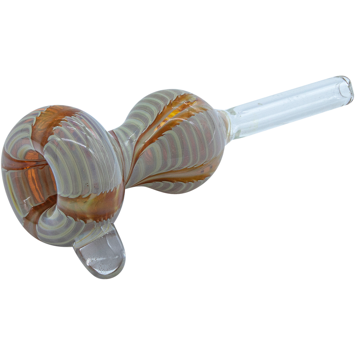 LA Pipes Wrap-n-Rake Bubble Pull-Stem Slide Bowl in Amber, Borosilicate Glass, Side View