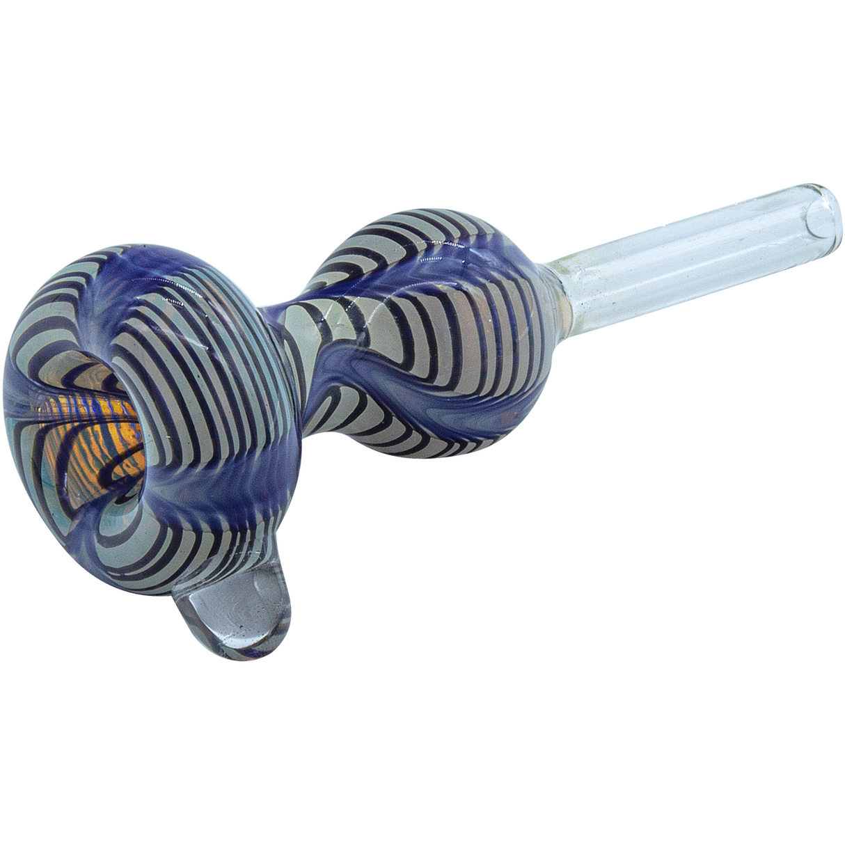 LA Pipes Wrap-n-Rake Bubble Pull-Stem Slide Bowl in Blue, Borosilicate Glass, Side View
