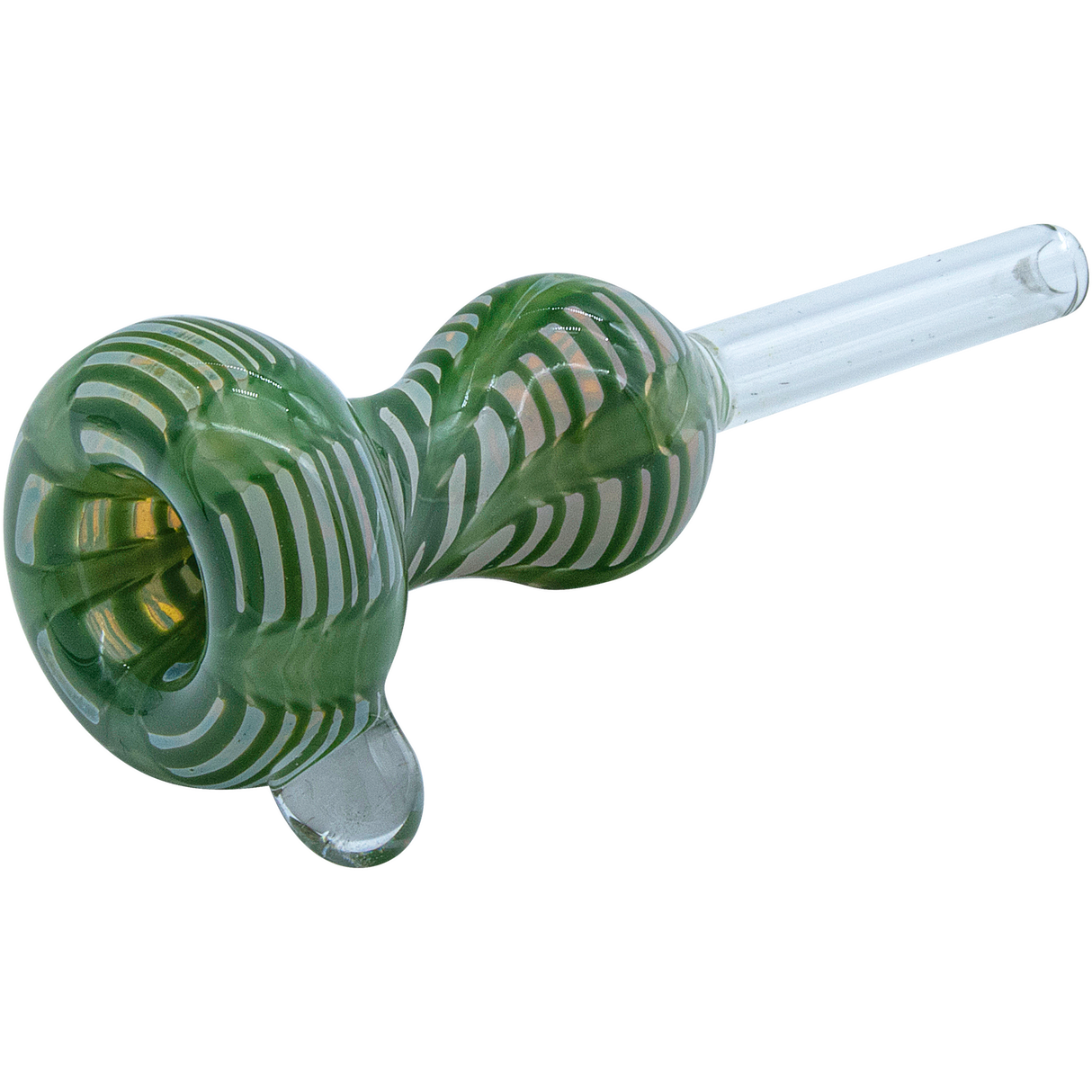 LA Pipes Wrap-n-Rake Bubble Pull-Stem Slide Bowl in Green, Side View, for Bongs