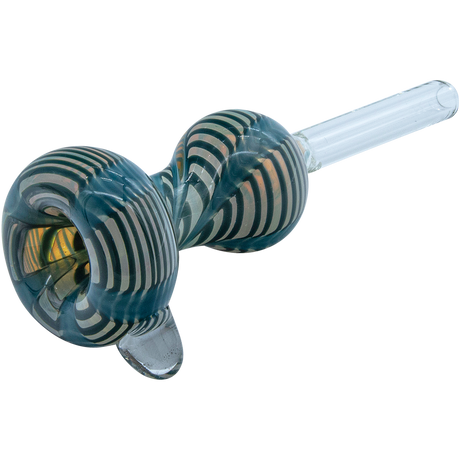 LA Pipes Wrap-n-Rake Bubble Pull-Stem Slide Bowl in Teal for Bongs, Borosilicate Glass, Side View