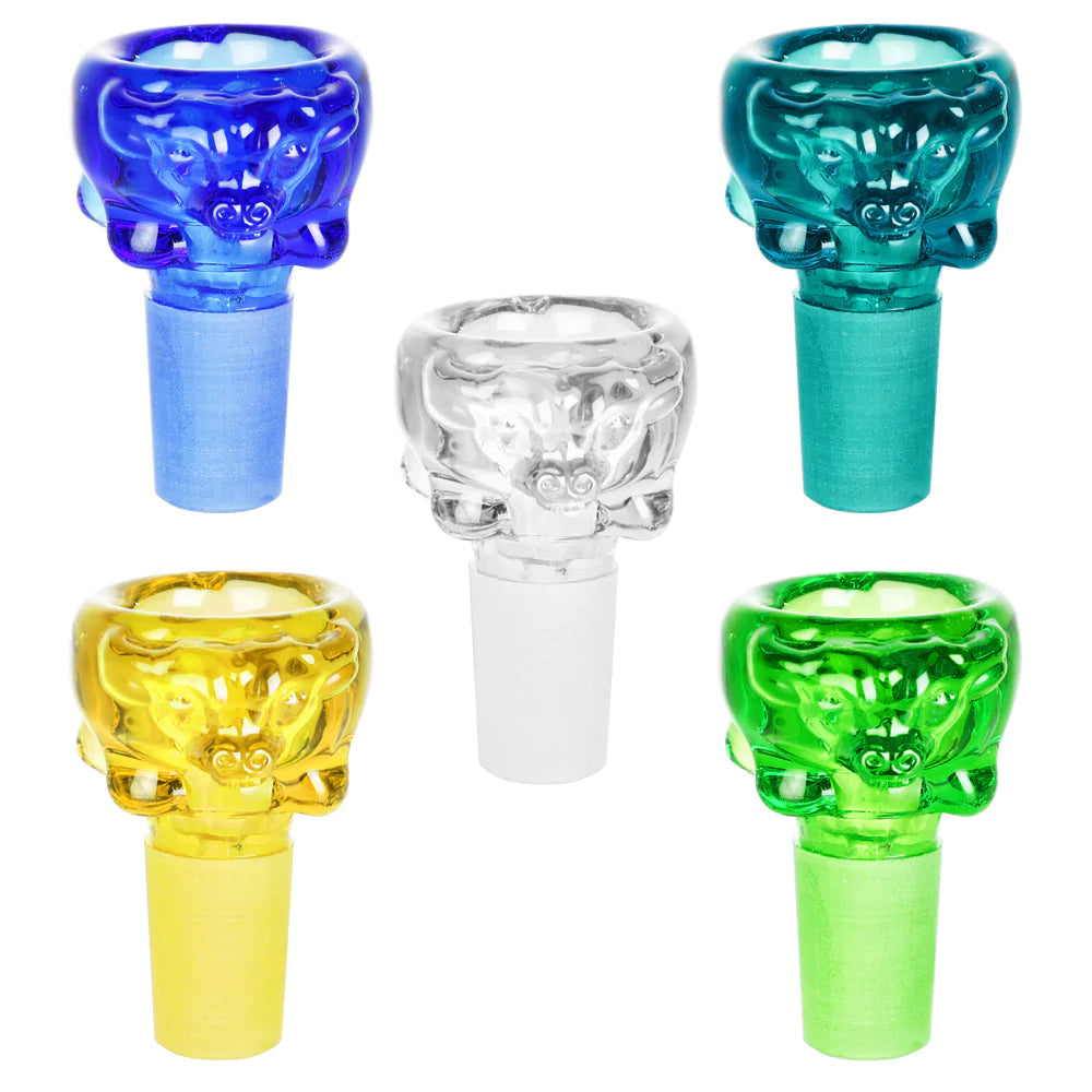 Colorful Year of the Ox Bowl Slides for Bongs, Borosilicate Glass, Front View
