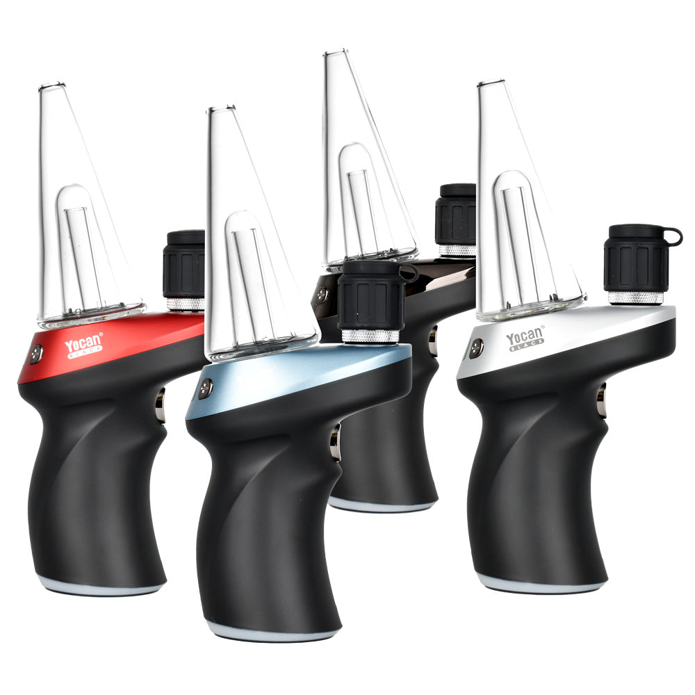 Yocan Phaser MAX E-Rigs in black, blue, red, silver, 1800mAh battery, portable design, front view