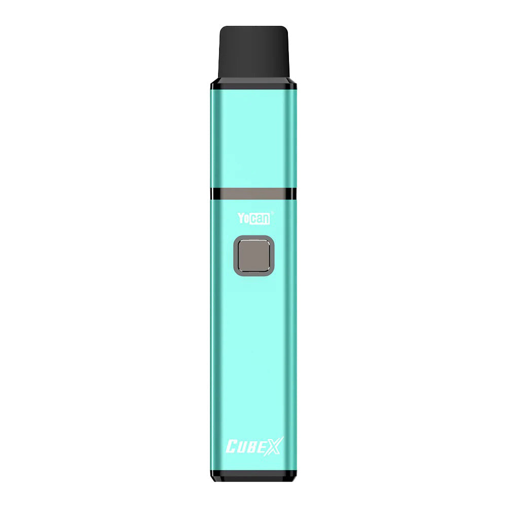 Yocan Cubex Concentrate Vaporizer in Blue, 1400mAh, front view on white background, portable design for wax