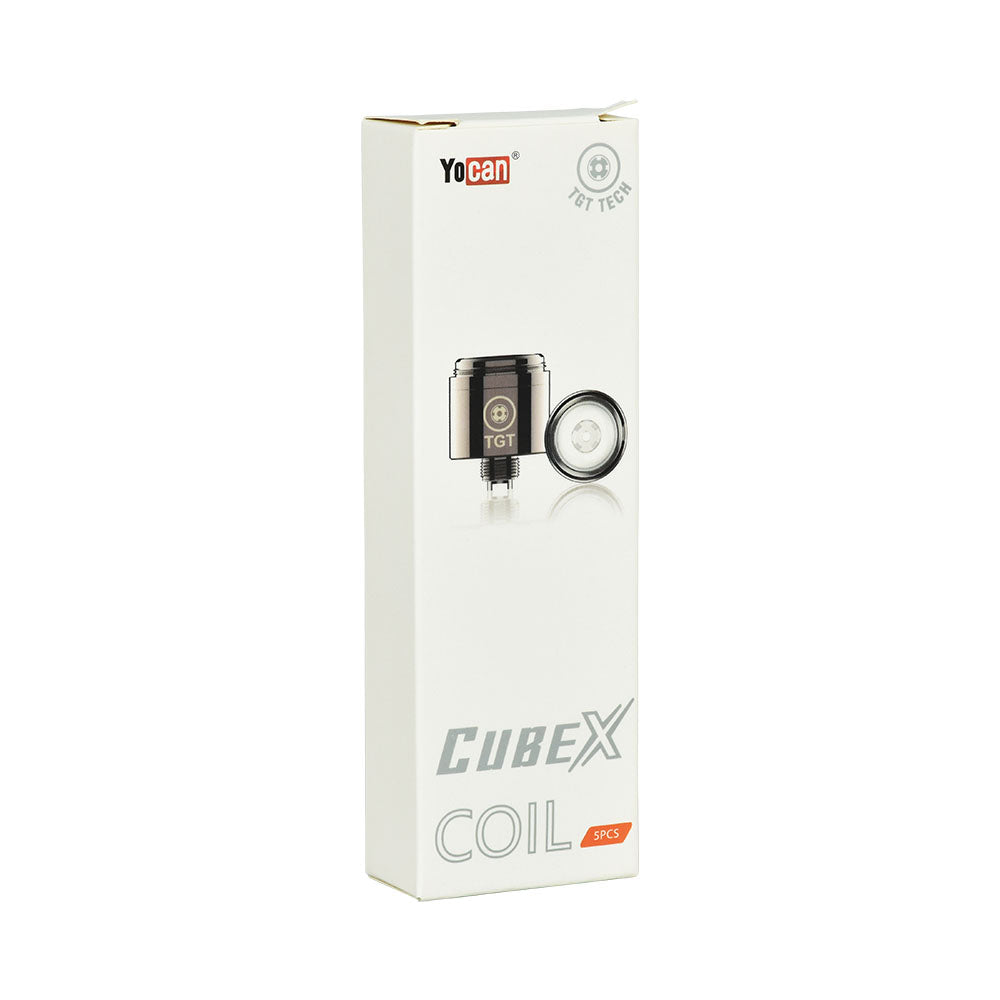 Yocan Cubex TGT Coil 5-pack box, front view, compact ceramic and quartz e-nail for vaporizers