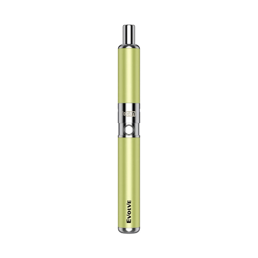 Yocan Evolve-D Dry Herb Vaporizer in Apple Green, front view on white background, portable 5" size