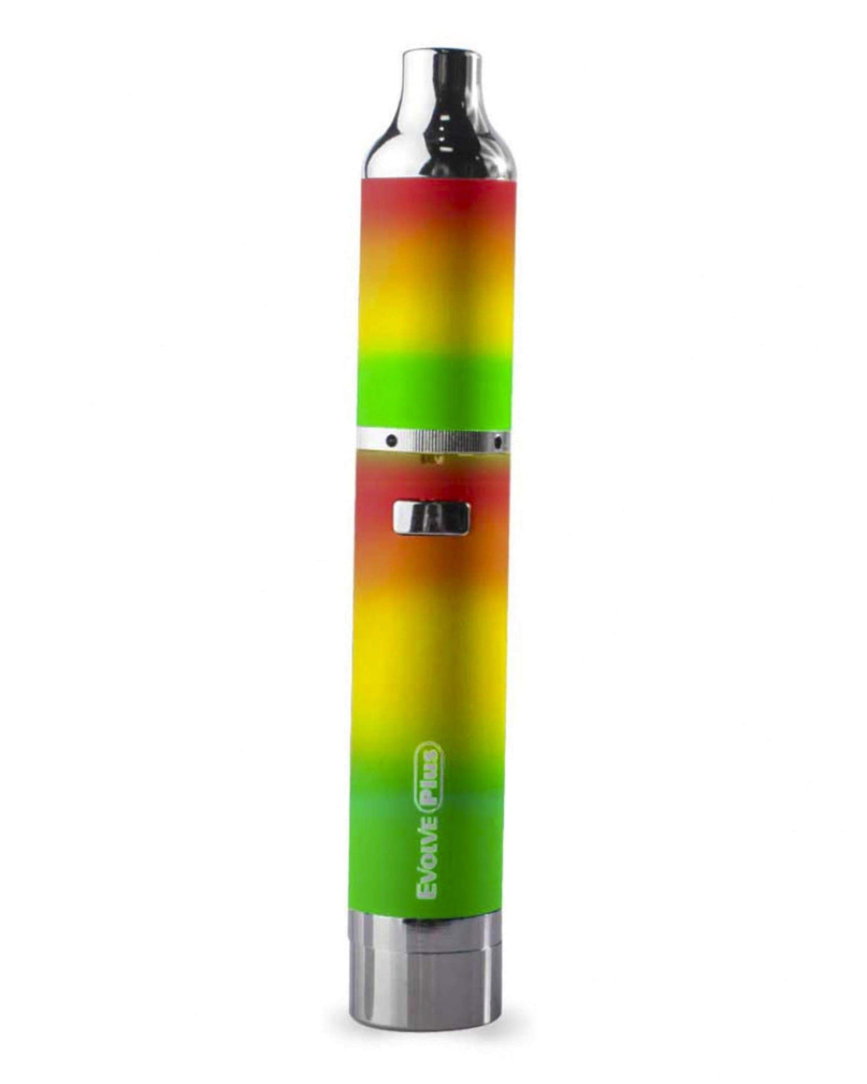 Yocan Evolve Plus Vaporizer in Rasta colors, portable wax pen with quartz coil, front view on white background