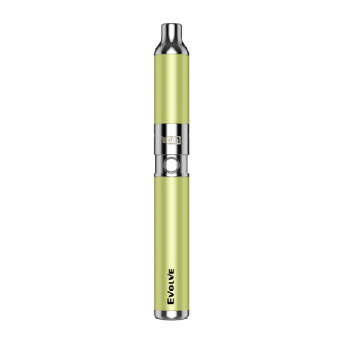 Yocan Evolve Vaporizer in Apple Green, compact dab/wax pen with 650mAh battery, front view on white