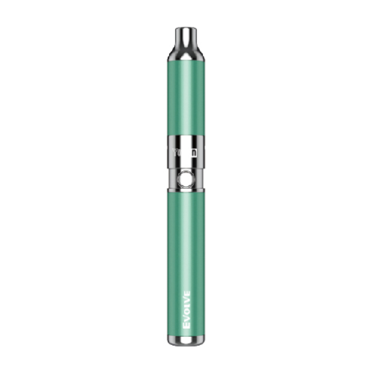 Yocan Evolve Vaporizer in Azure Green, 650mAh battery, portable wax pen, front view on white background