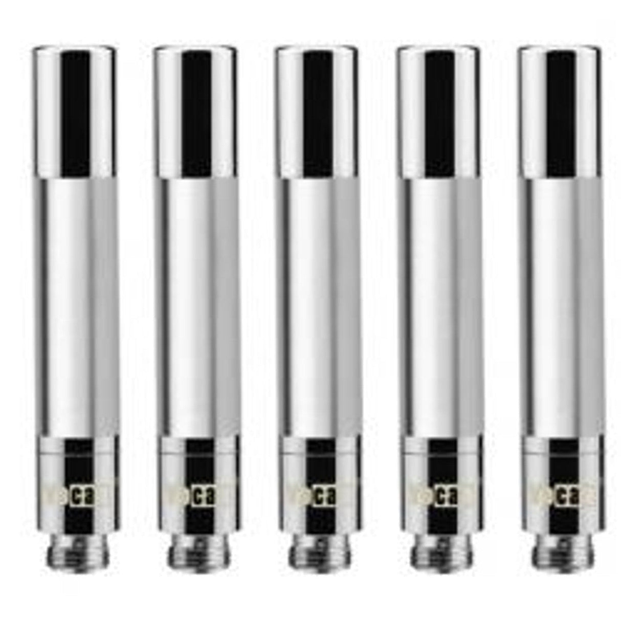 Yocan Hive 2.0 silver 5-pack atomizer/cartridge set for oil concentrates, front view