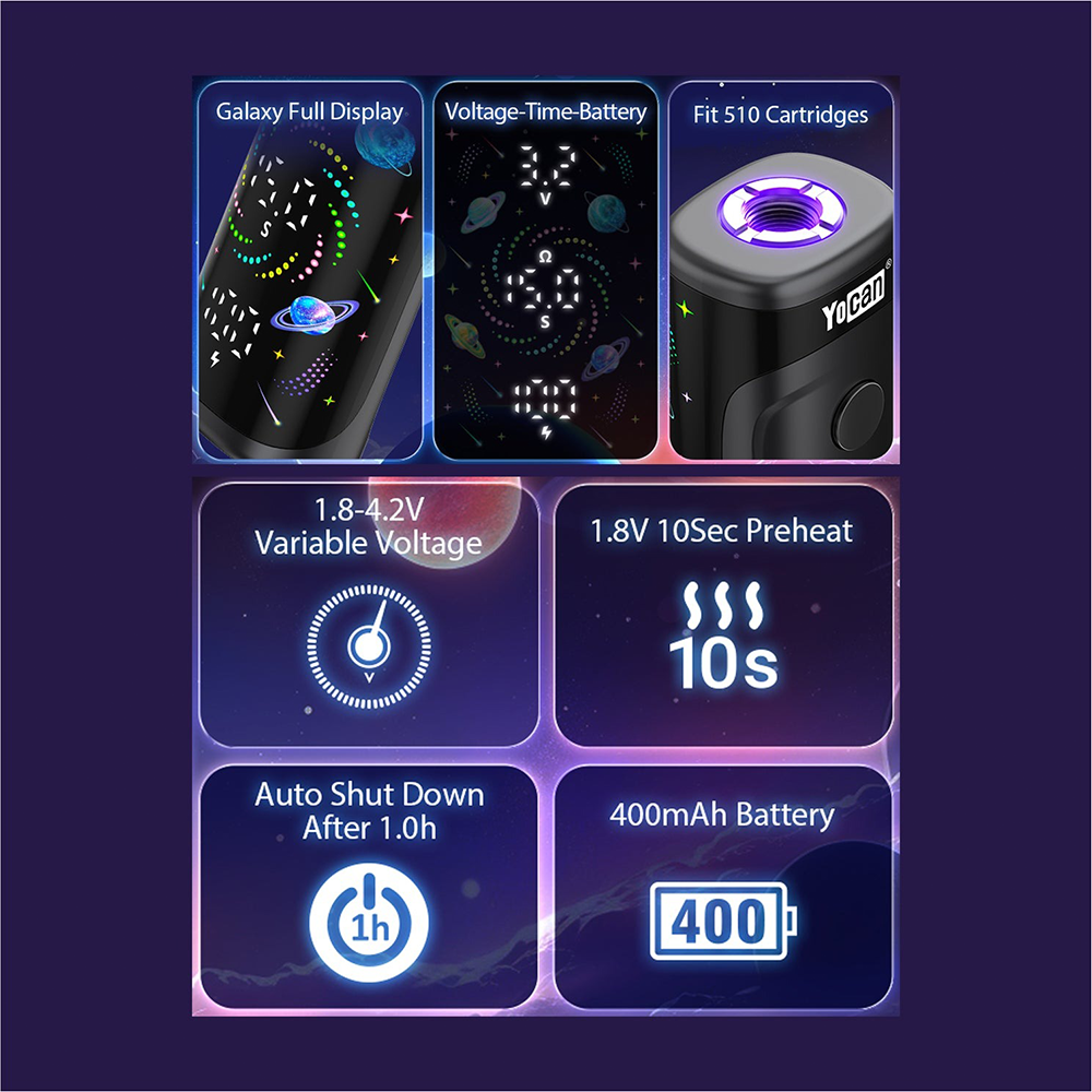 Yocan Kodo Star 510 Box Mod | 400mAh | Assorted Colors | 15ct Display