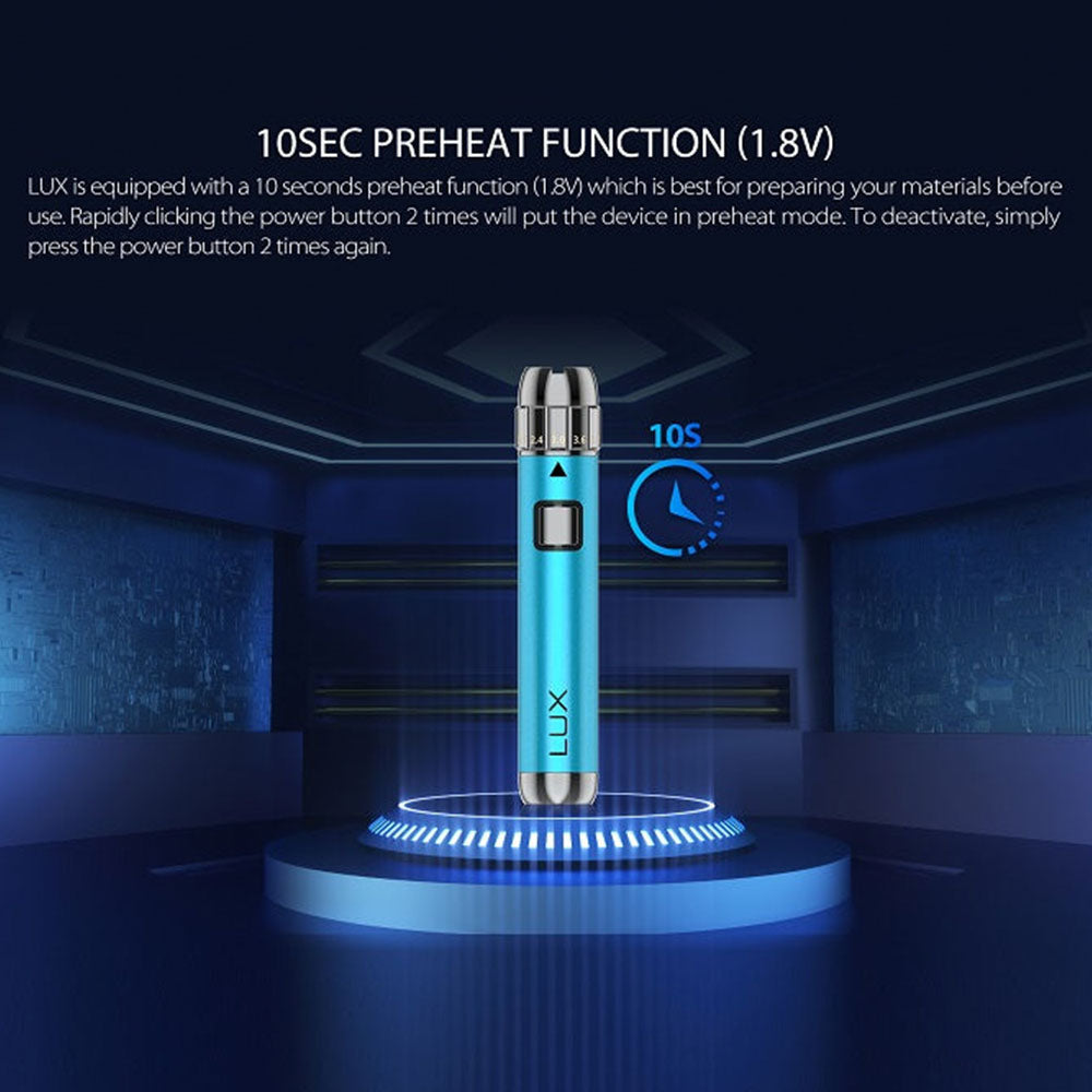 Yocan LUX 510 Battery in blue, 400mAh with Twist Variable Voltage and 10-Second Preheat feature