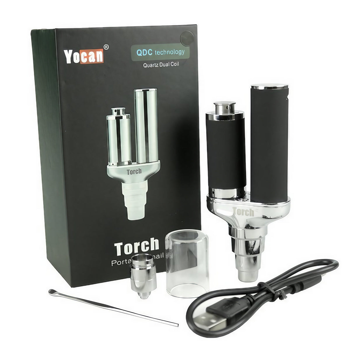 Yocan Torch Enail in Black with Accessories, Portable Design for Bongs, Battery Powered