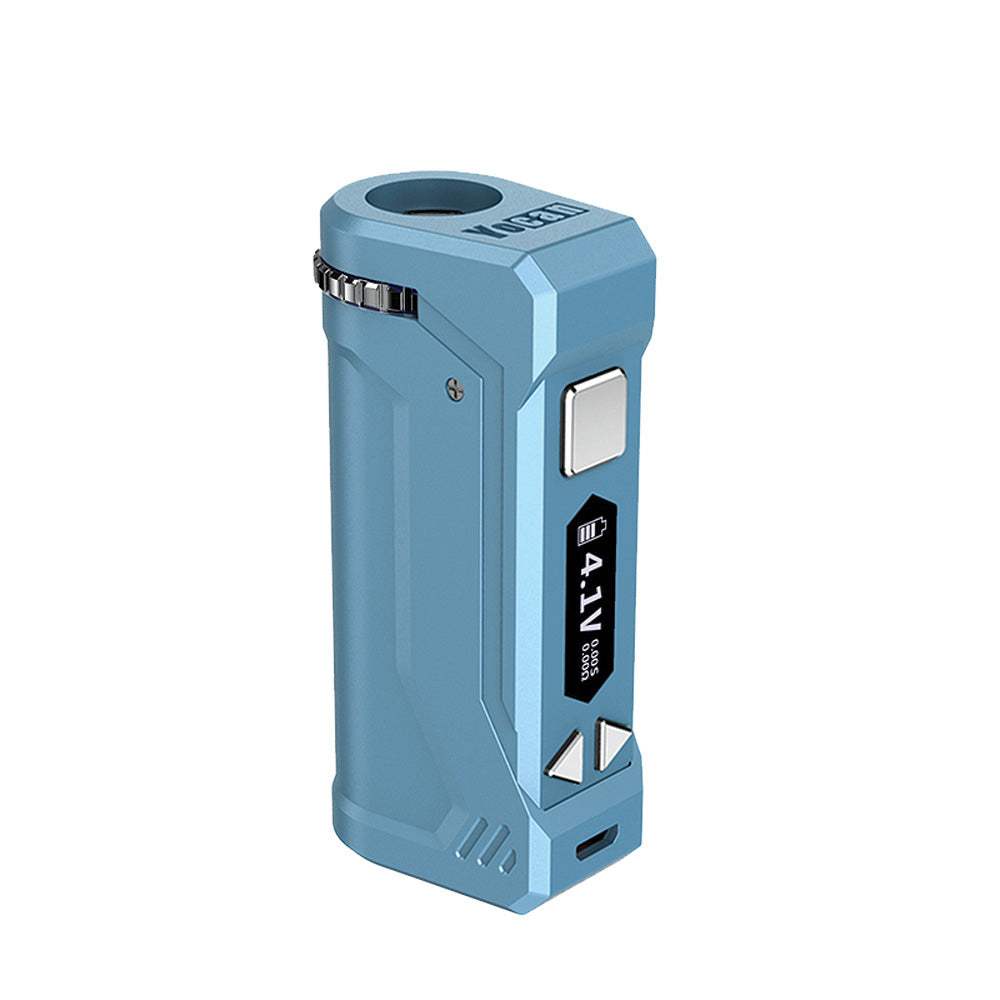 Yocan UNI Pro Universal Box Mod in Blue, 650mAh Battery, Compact Design, Side View
